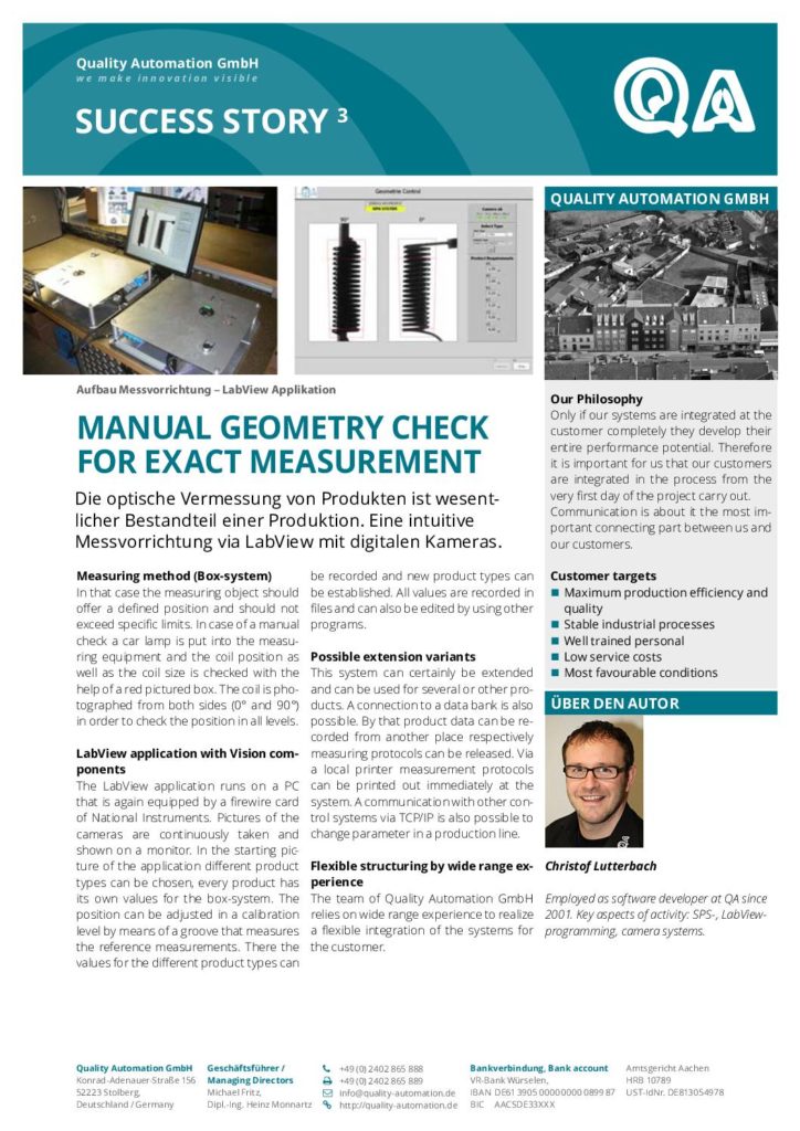 Qual­i­ty Automa­tion Suc­cess Sto­ry – man­u­al geom­e­try check for exact measurement