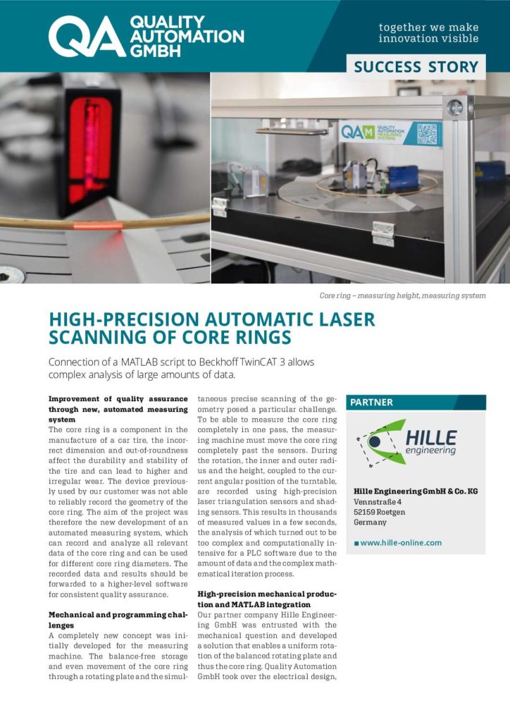 Qual­i­ty Automa­tion Suc­cess Sto­ry –  High-Pre­ci­sion Auto­mat­ic Laser Scan­ning of core rings