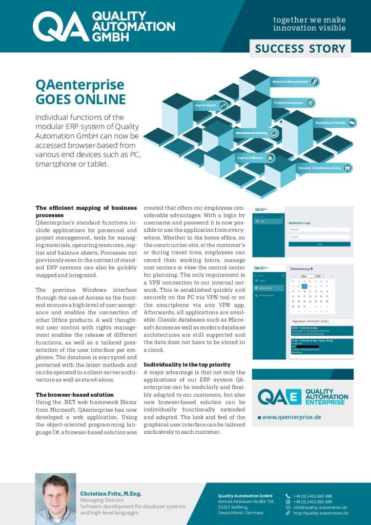 Qual­i­ty Automa­tion Suc­cess Sto­ry –  QA Enter­prise goes online
