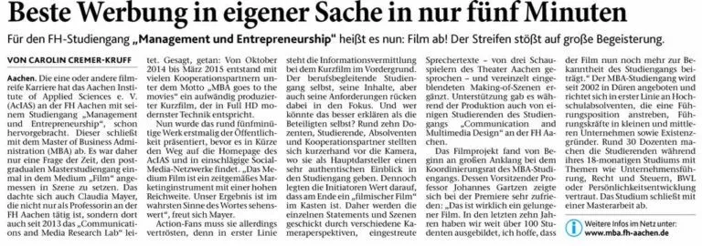 FH Studium Film MBA Management und Entrepreneurship